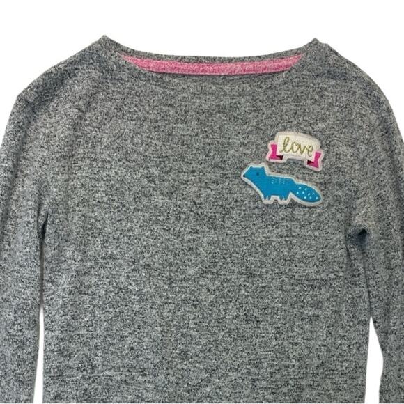 Cat & Jack Pullover Sweatshirt heather gray lightweight tie front girls Size 6 - Picture 2 of 7